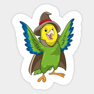 Parrot as Wizard with Hat Sticker